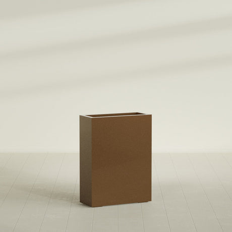 Amesbury Narrow Rectangular Planter in Metallic Bronze, 24"L × 10"D × 32"H, shown empty