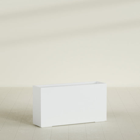 Potsdam Rectangular Planter in Matte Bright White, 60"L × 16"D × 32"H, shown empty