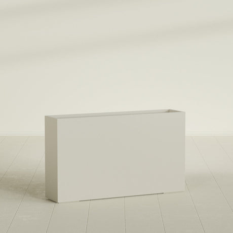 Perth Rectangular Planter in Satin Beige, 72"L × 16"D × 42"H, shown empty