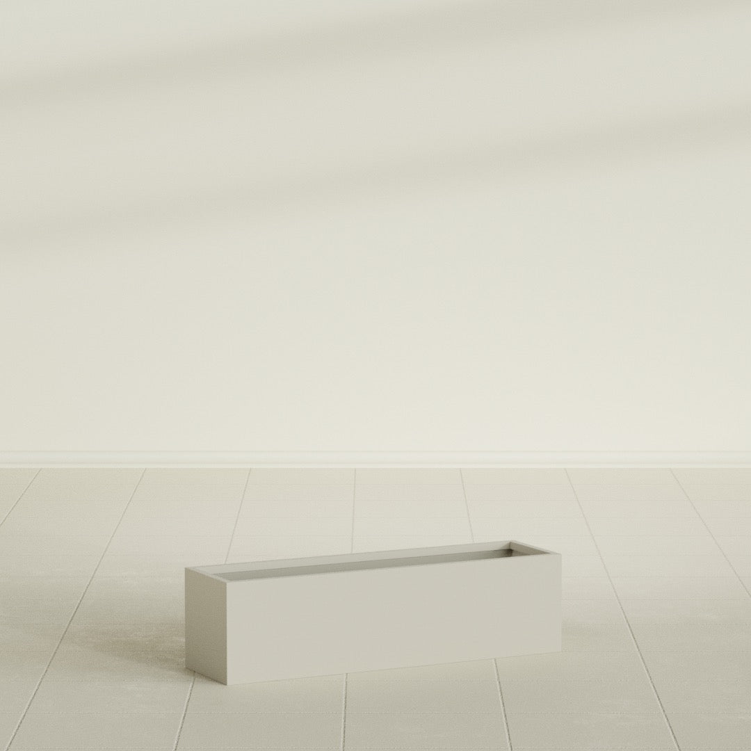 Monaco Rectangle Planter in Satin Beige, 26"L, shown empty