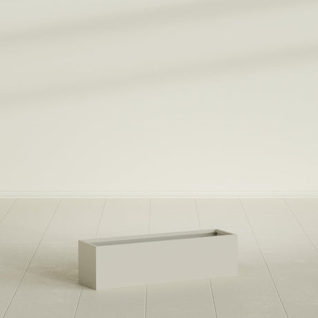 Monaco Rectangle Planter in Satin Beige, 26"L, shown empty