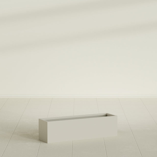 Monaco Rectangle Planter in Satin Beige, 26"L, shown empty