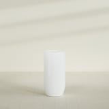 Saint Tropez Bullet Round Planter in Matte Bright White, 24"D × 50"H, shown empty