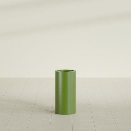 Corry Cylinder Planter in Satin Green, 10"D × 20"H, shown empty