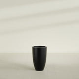 Brannan Tapered Round Planter in Matte Black, 18"D × 29"H, shown empty