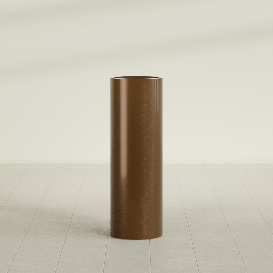Corry Cylinder Planter in Metallic Bronze, 12"D × 36"H, shown empty