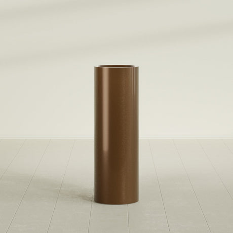 Corry Cylinder Planter in Metallic Bronze, 12"D × 36"H, shown empty