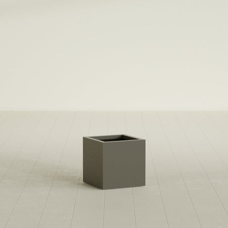 Montroy Cube Planter in Matte Bronze, 16", shown empty