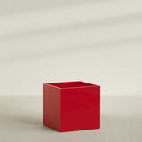 Montroy Cube Planter in Gloss Red, 48", shown empty