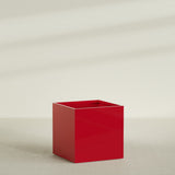 Montroy Cube Planter in Gloss Red, 48", shown empty