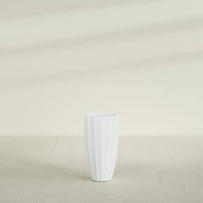 San Jose Tall Fluted Planter in Matte Bright White, 16"D × 30"H, shown empty