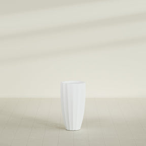 San Jose Tall Fluted Planter in Matte Bright White, 16"D × 30"H, shown empty