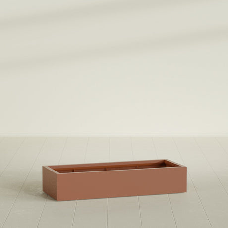 Antwerp Rectangular Planter in Matte Terra Cotta, 60"L × 24"D × 12"H, shown empty