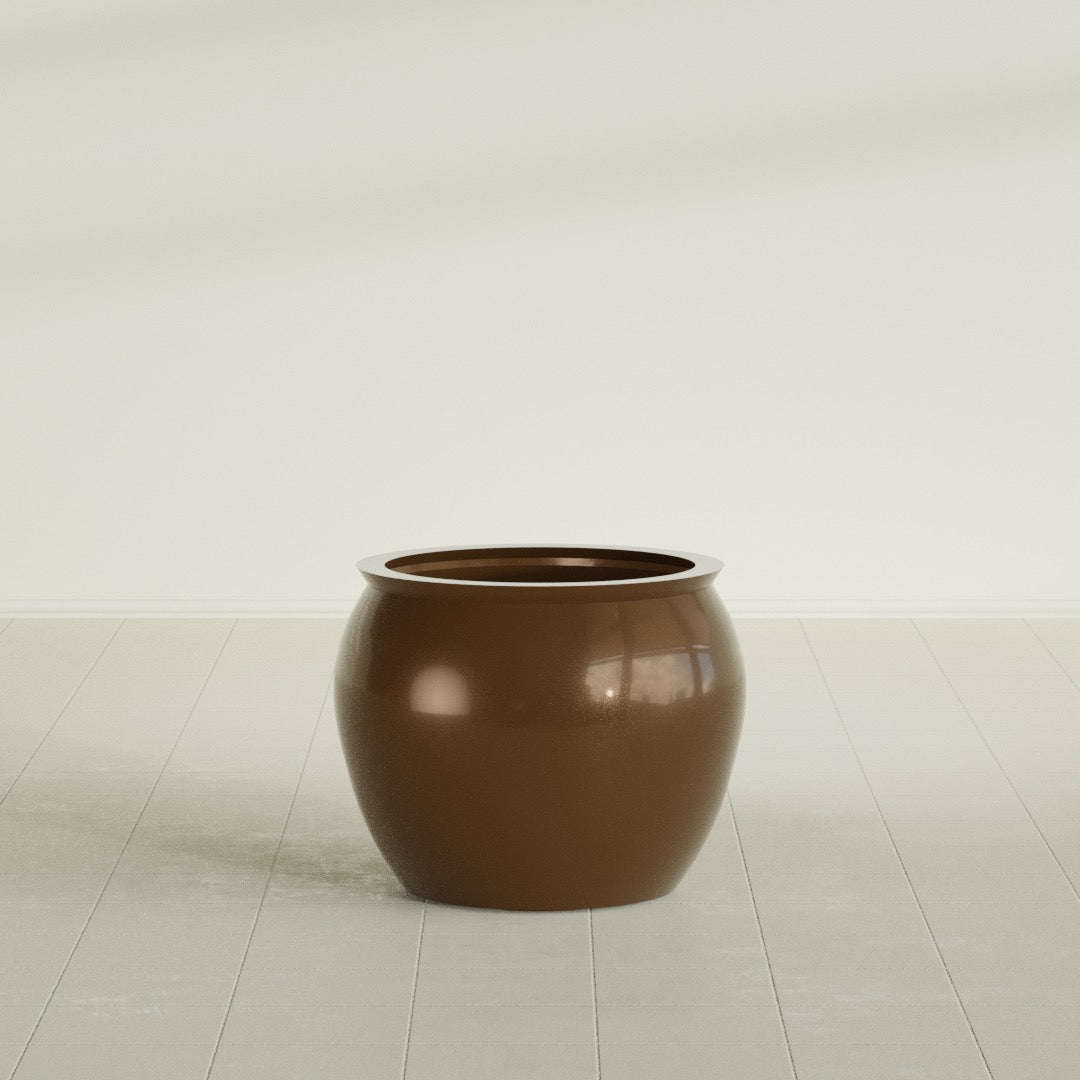 Shanghai Fishbowl Planter in Metallic Bronze, 22", shown empty