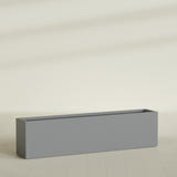 Miami Narrow Rectangular Planter in Matte Gunmetal, 72"L × 12"D × 18"H, shown empty