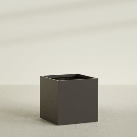 Montroy Cube Planter in Matte Dark Brown, 40", shown empty