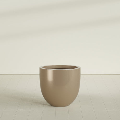 Alzira Bowl Planter in Gloss Metallic Gold, 30"D × 28"H, shown empty