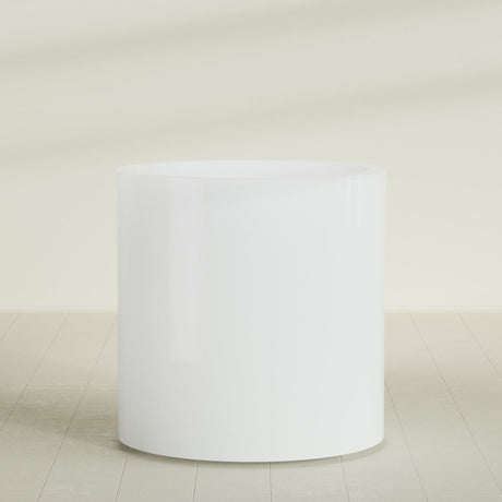 Rio Grande Cylinder Planter in Matte Bright White, 30"D × 32"H, shown empty