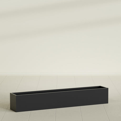 Monaco Rectangle Planter in Matte Black, 44"L, shown empty