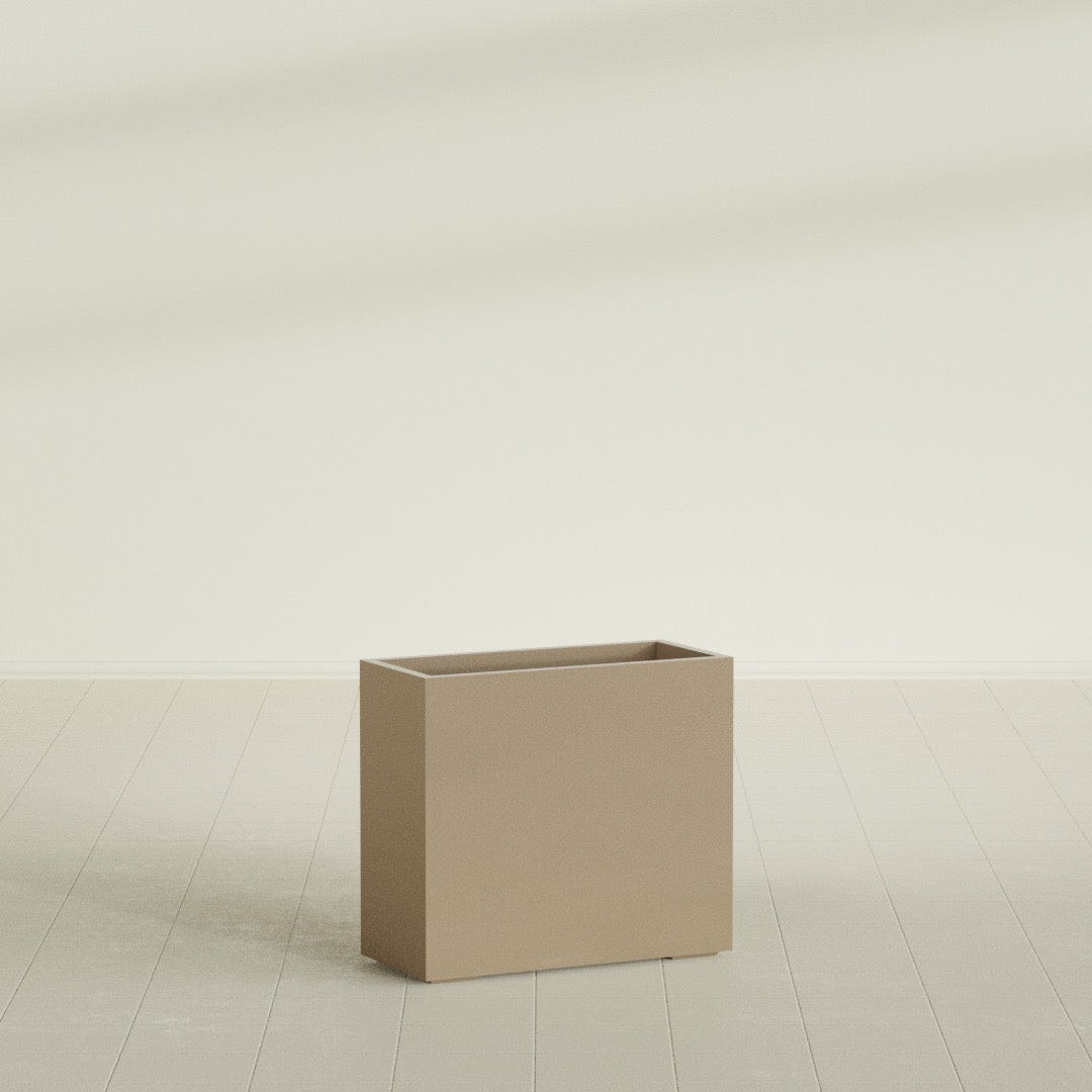Potsdam Rectangular Planter in Gloss Metallic Gold, 36"L × 16"D × 32"H, shown empty