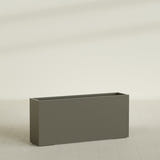 Potsdam Rectangular Planter in Matte Bronze, 72"L × 16"D × 32"H, shown empty