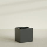 Montroy Cube Planter in Matte Charcoal, 36", shown empty