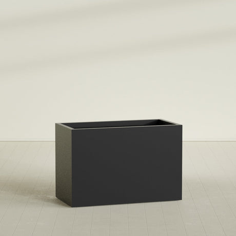Brisbane Rectangular Planter in Matte Black, 48"L × 24"D × 32"H, shown empty