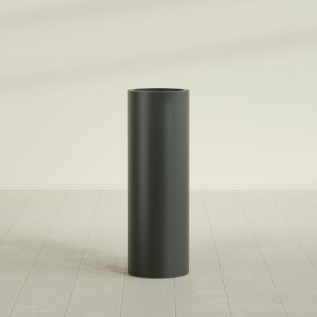 Corry Cylinder Planter in Matte Charcoal, 12"D × 36"H, shown empty