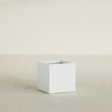 Montroy Cube Planter in Matte Bright White, 20", shown empty