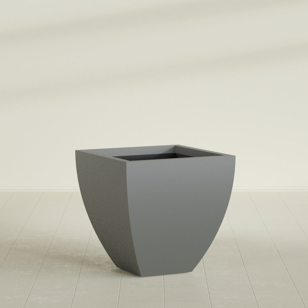 Lima Tapered Square Planter in Matte Gunmetal, 30", shown empty