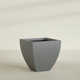 Lima Tapered Square Planter in Matte Gunmetal, 30", shown empty