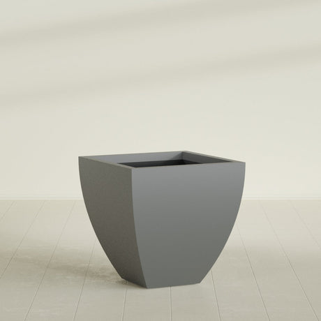 Lima Tapered Square Planter in Matte Gunmetal, 30", shown empty
