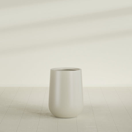 Hayden Urn Planter in Satin Beige, 15"Diam × 23"H, shown empty