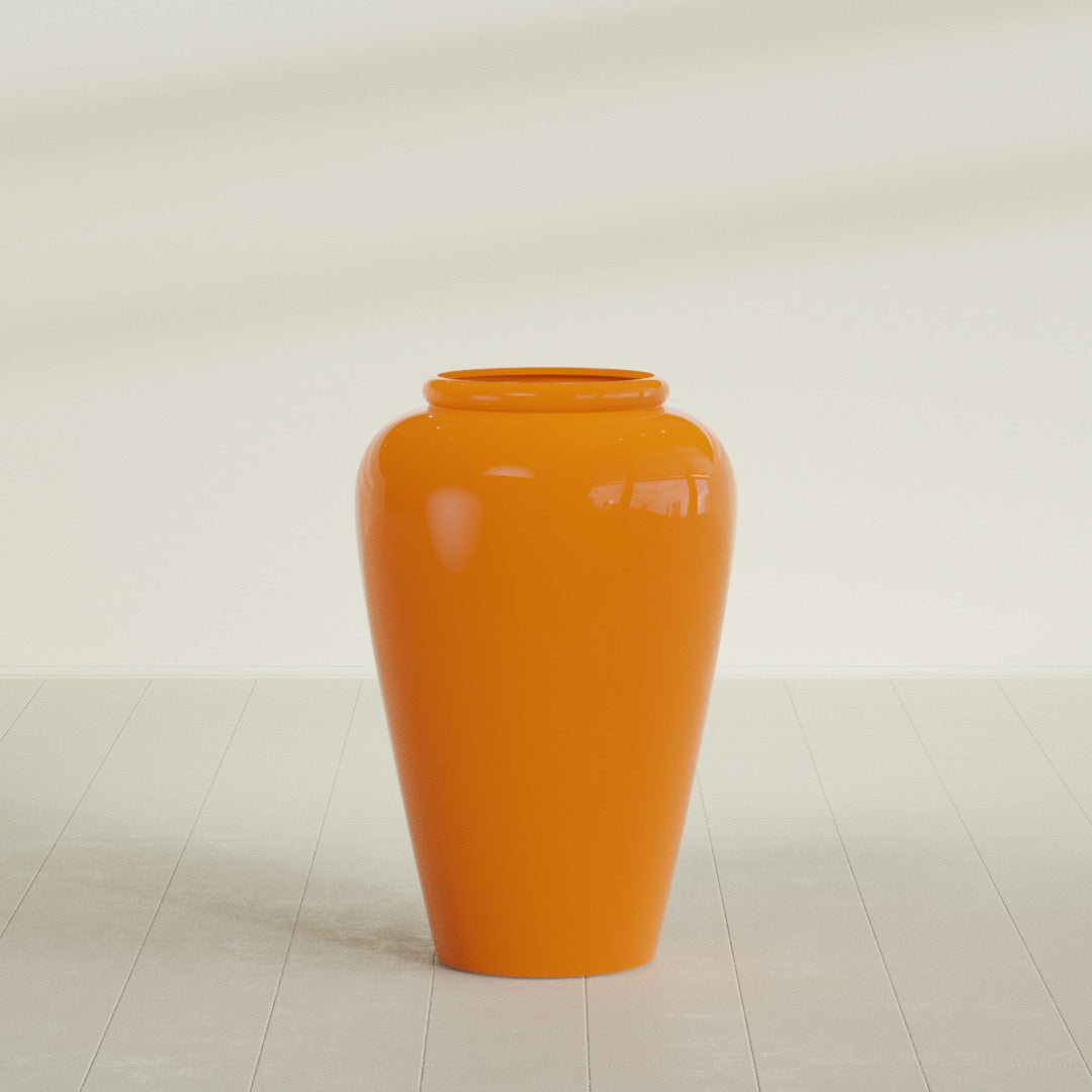 Barà Jar Planter in Gloss Tangerine, 24"D × 37"H, shown empty