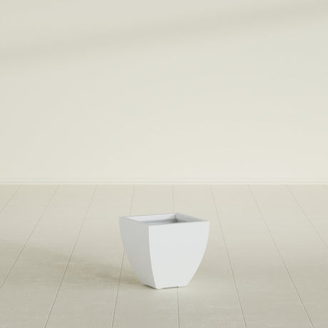Lima Tapered Square Planter in Gloss Bright White, 12", shown empty