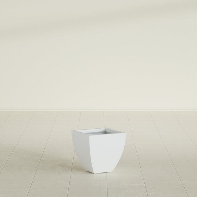 Lima Tapered Square Planter in Gloss Bright White, 12", shown empty