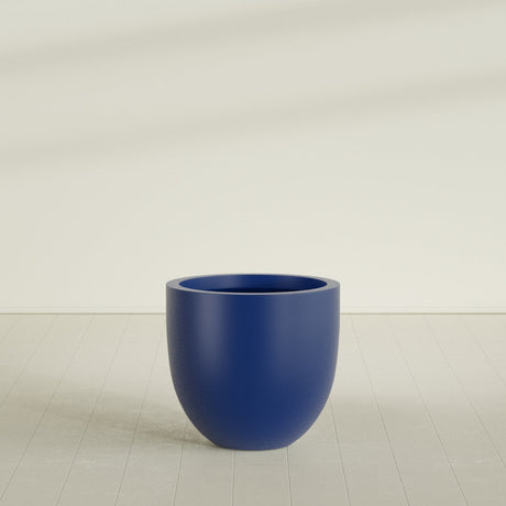 Alzira Bowl Planter in Matte Cobalt Blue, 30"D × 28"H, shown empty