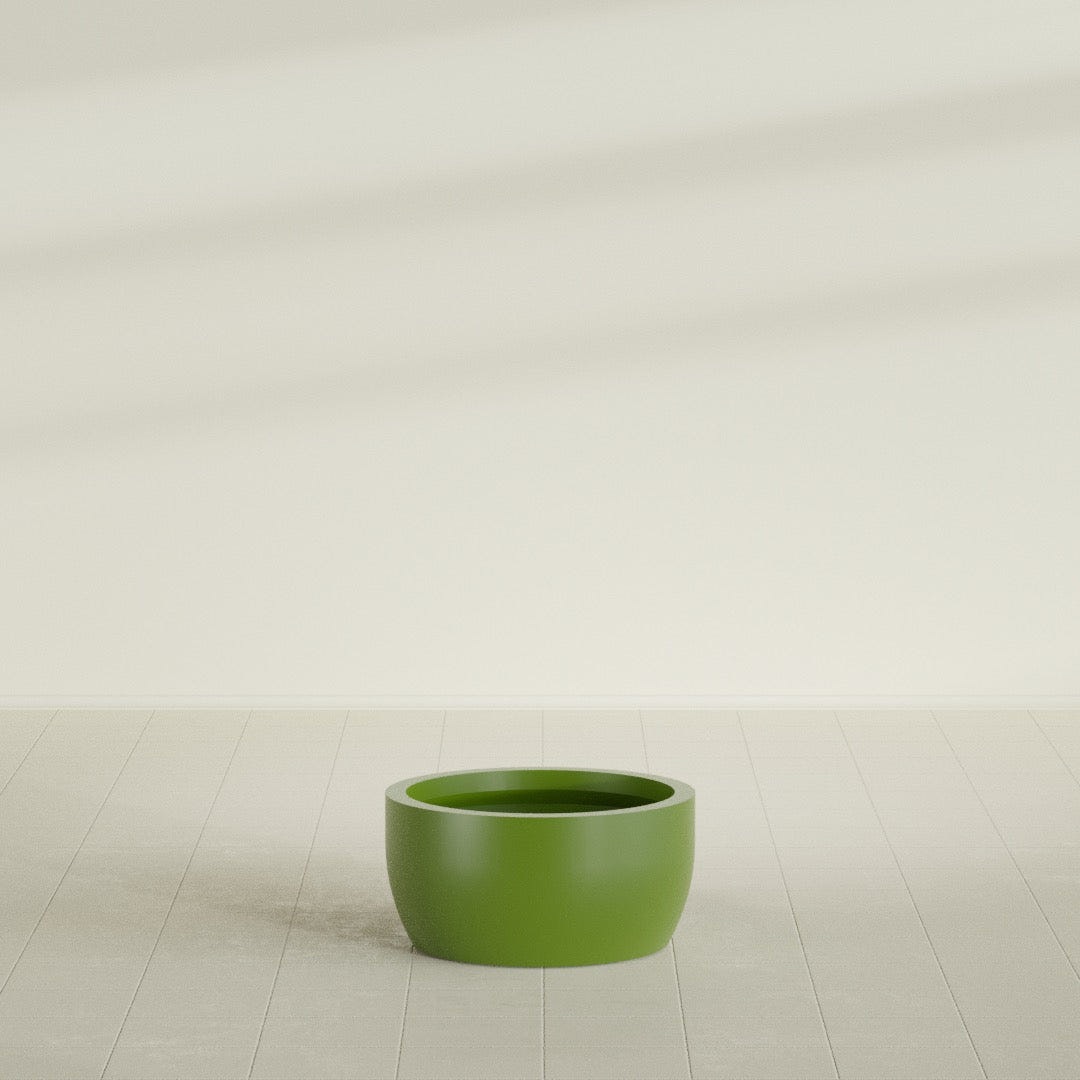 Casablanca Bowl Planter in Satin Green, 24"D × 12"H, shown empty