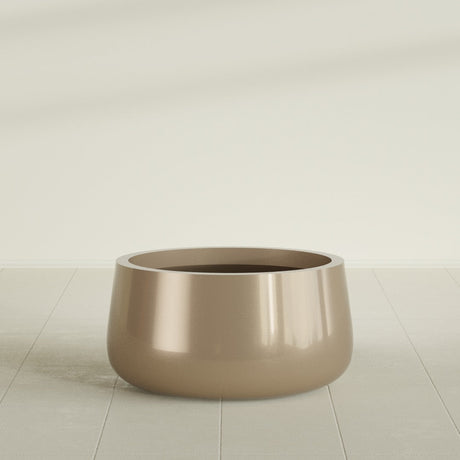 Short Hayden Bowl Planter in Gloss Metallic Gold, 20"D × 10"H, shown empty
