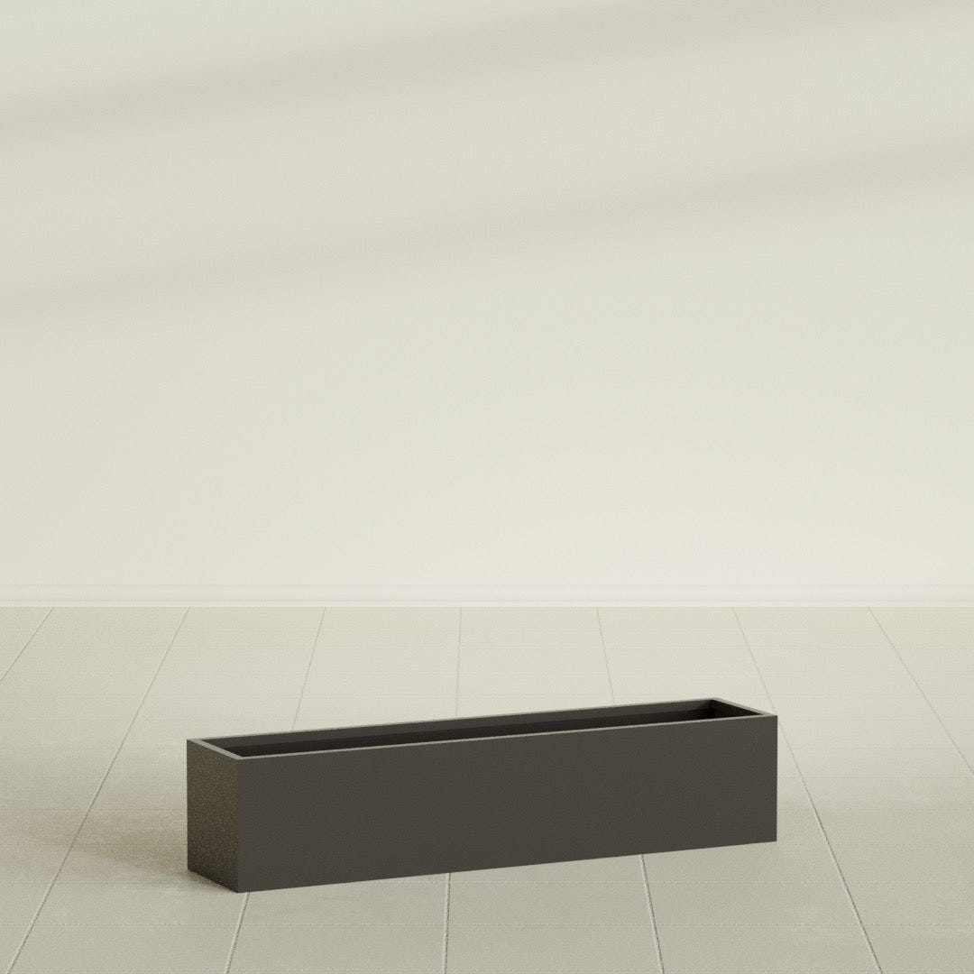 Monaco Rectangle Planter in Matte Dark Brown, 32"L, shown empty