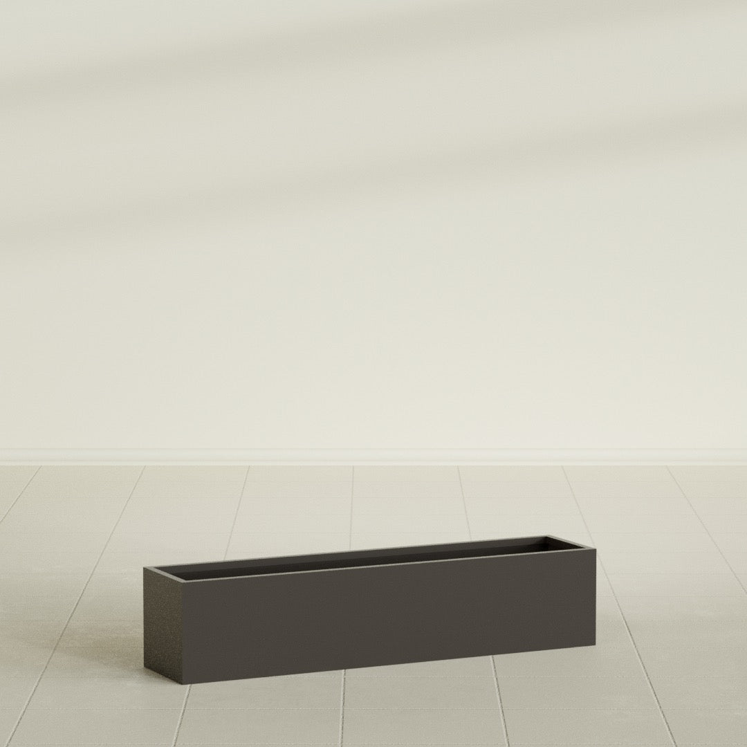 Monaco Rectangle Planter in Matte Dark Brown, 32"L, shown empty