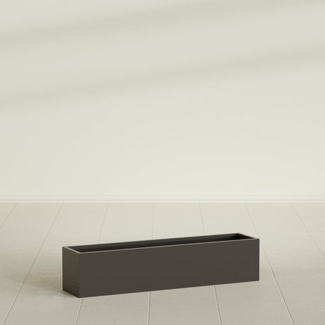 Monaco Rectangle Planter in Matte Dark Brown, 32"L, shown empty
