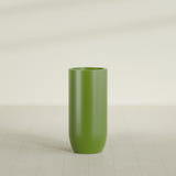 Saint Tropez Bullet Round Planter in Satin Green, 20"D × 43"H, shown empty