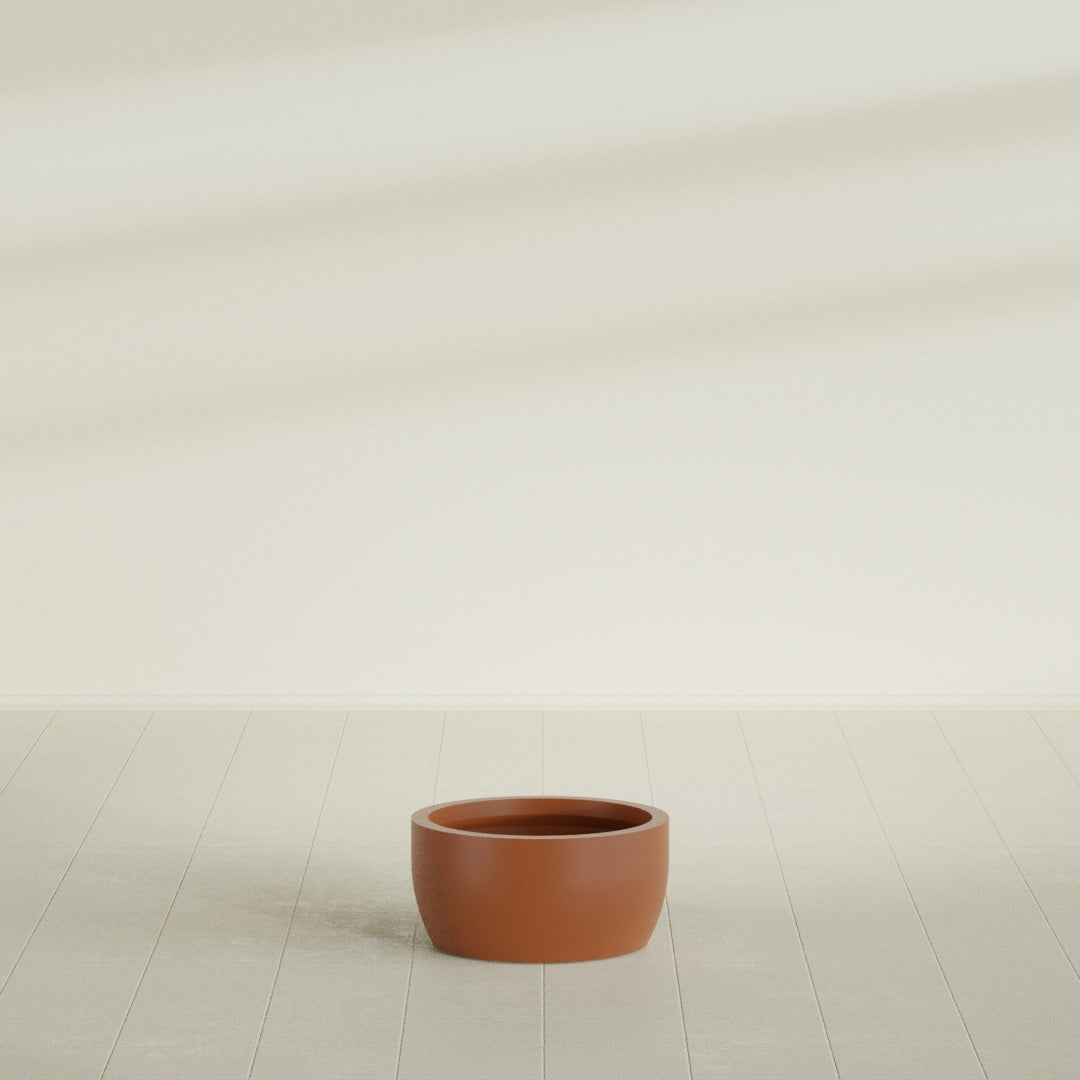 Casablanca Bowl Planter in Matte Terra Cotta, 20"D × 10"H, shown empty
