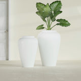 Barà Jar fiberglass planter in Gloss Bright White, size range, in a sunlit interior