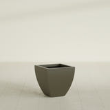 Lima Tapered Square Planter in Matte Bronze, 16", shown empty