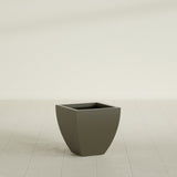 Lima Tapered Square Planter in Matte Bronze, 16", shown empty