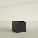 Montroy Cube Planter in Matte Black, 28", shown empty