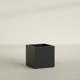 Montroy Cube Planter in Matte Black, 28", shown empty