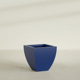 Lima Tapered Square Planter in Matte Cobalt Blue, 24", shown empty